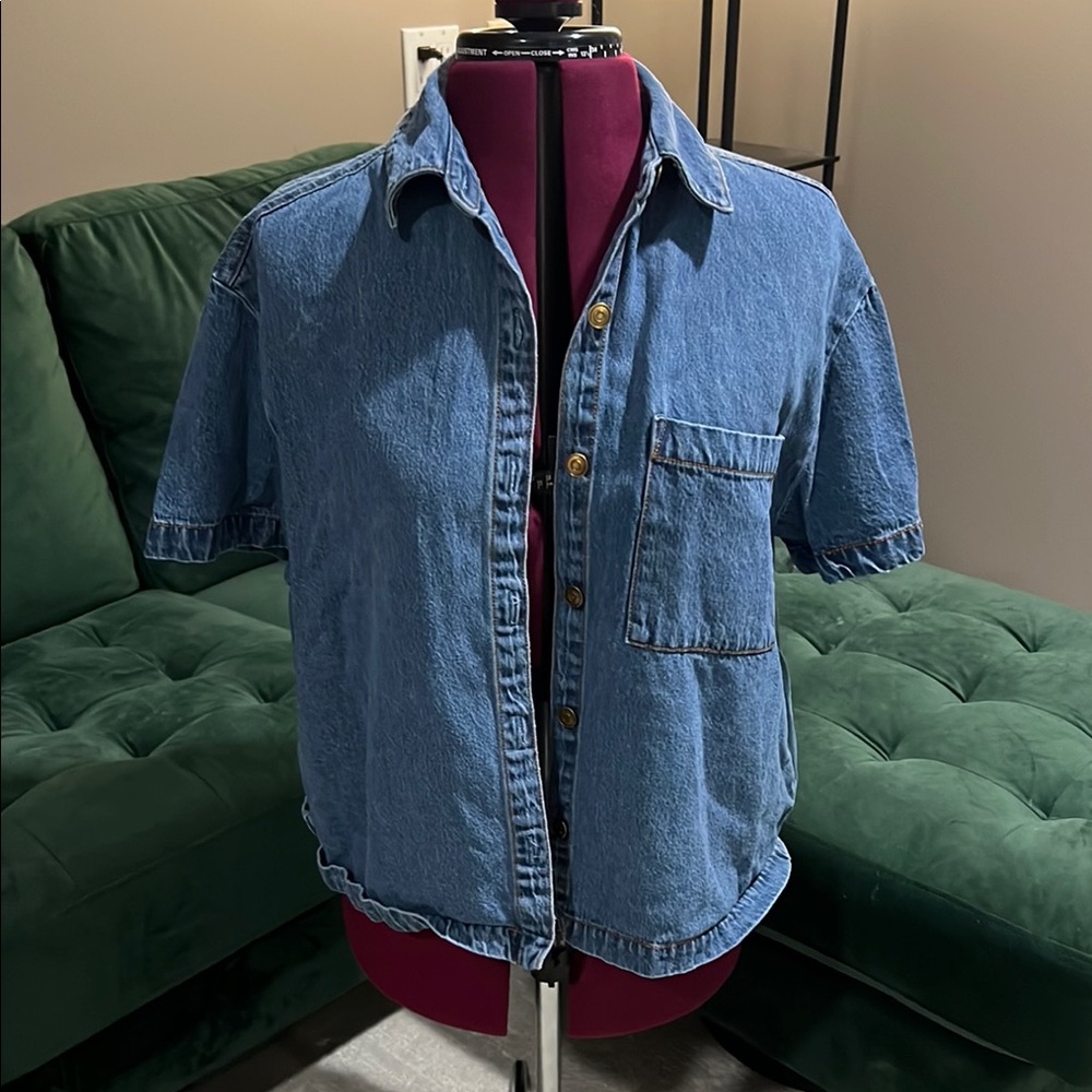 Blue Denim Short Sleeve Shirt | Size L